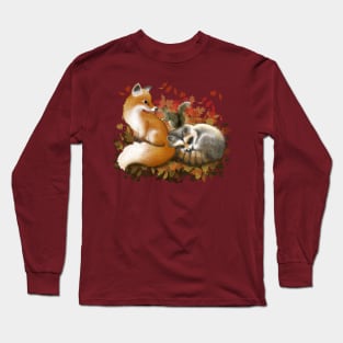 Fox, racoon and squirrel during autumn Long Sleeve T-Shirt